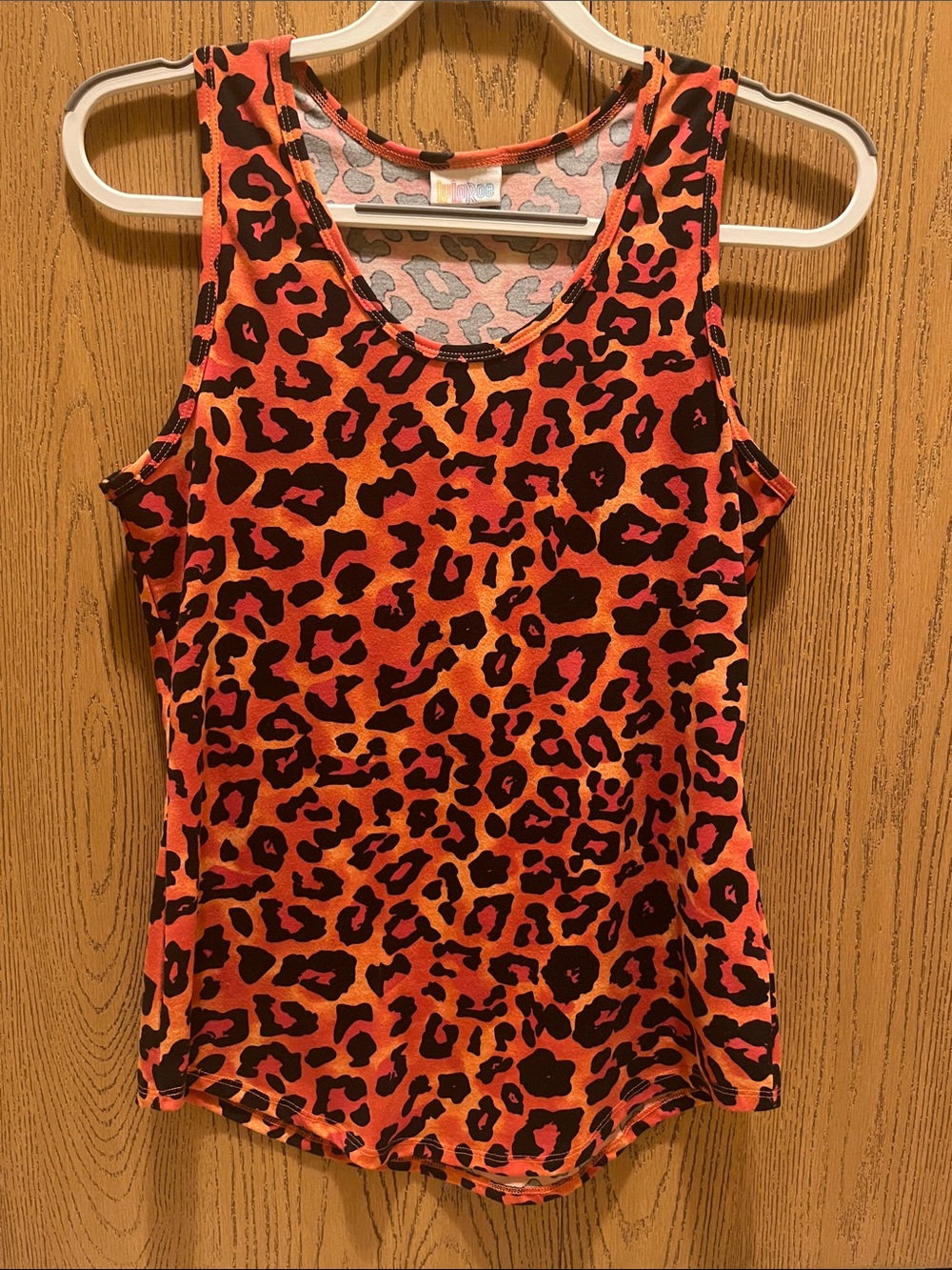 Lularoe Orange, Coral and Black Leopard Print Tank
